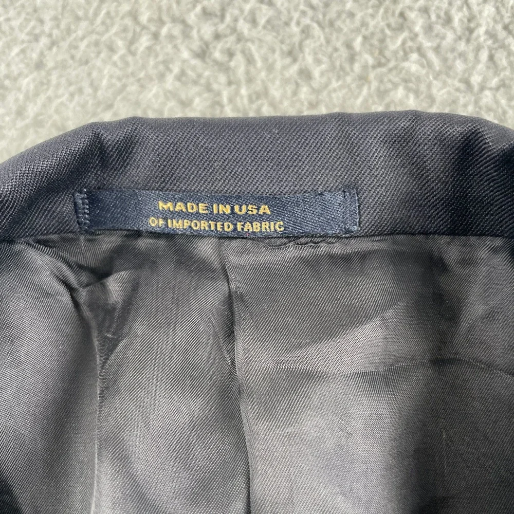 Hart Schaffner Marx Gold Blazer Mens 42R Navy Blue Sport Coat Vintage Jacket USA